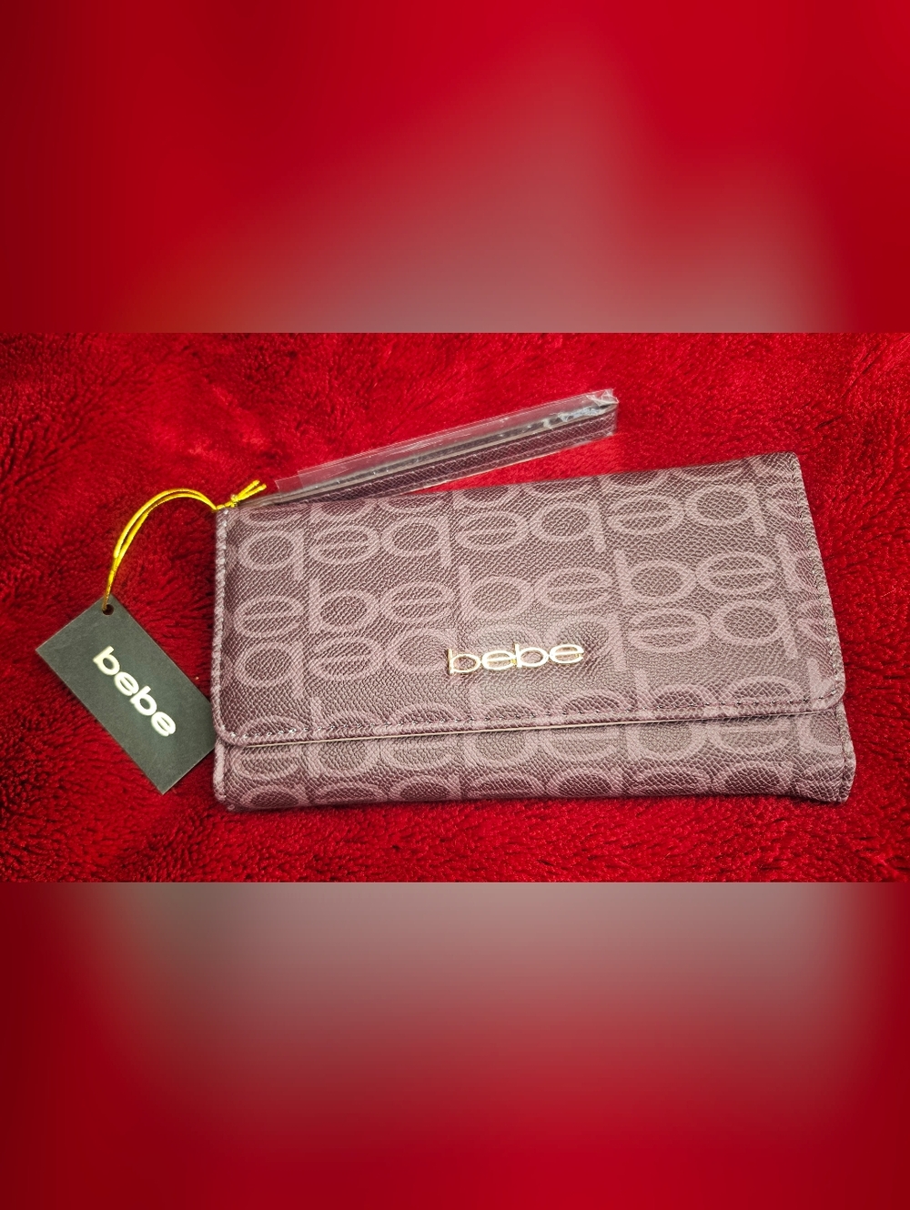 Bebe Plum Logo Print Trifold Wallet/Wristlet